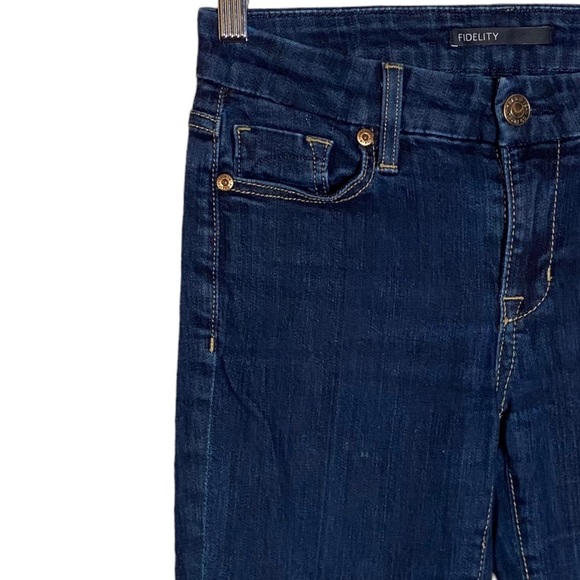 Fidelity Denim Rev Mid Rise Straight Leg Stretch Jeans Denim Dark Blue Wash 25 - Picture 6 of 15